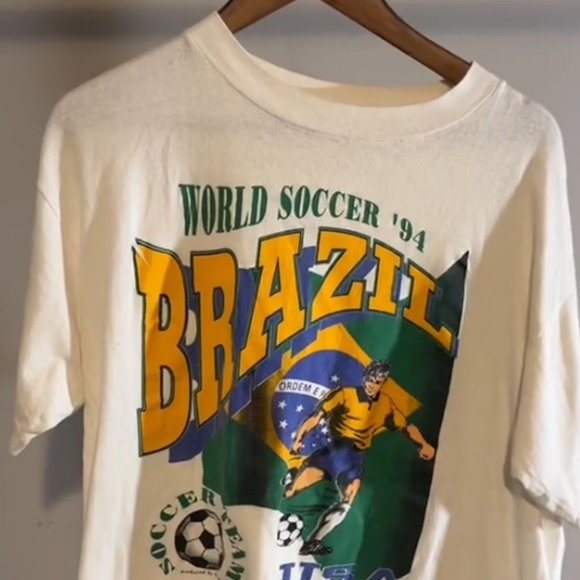 Other - World Cup 94 Team Brazil T Shirt (Size L), Unisex Graphic Tee Retro Style